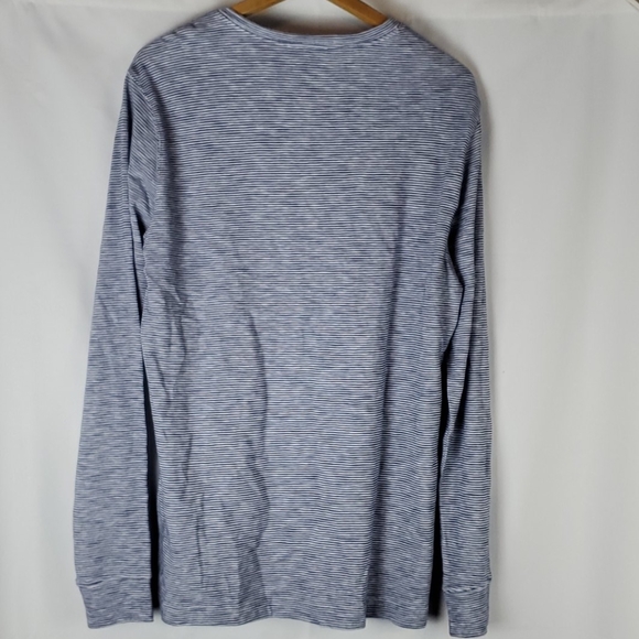 Crosby & Howard long sleeve men's blue and white striped button henley size Lg - Picture 5 of 8